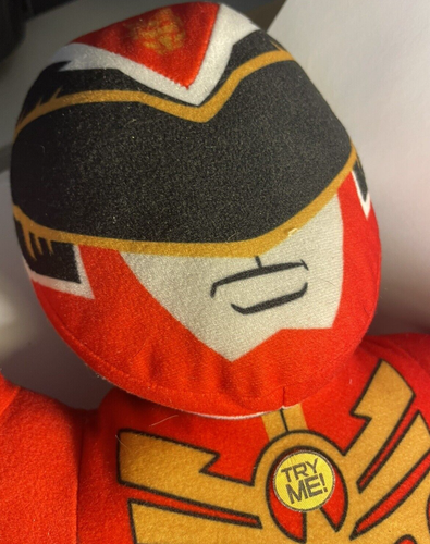 Mighty Morphin Power Rangers Plush Toy Doll Figure Mega Force Red Working GC - Picture 4 of 7