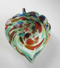 Vintage Murano Glass Multi-Color Leaf Bowl