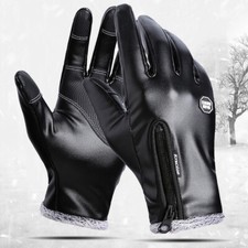 Men's Winter Warm Leather Gloves Non-Slip Windproof Driving Touch Screen Gloves