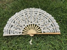 Large Ivory Lace Fan for Wedding Ceremony, Wedding Favor
