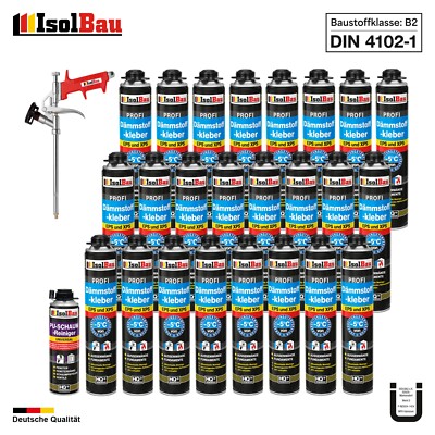 Dämmstoffkleber EPS XPS Klebeschaum 24 x 750ml + 1 x PU-Reiniger + Schaumpistole