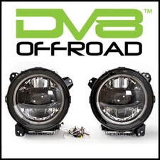 DV8 Offroad 9" 90W LED Headlights PAIR fits 2018-24 Jeep Wrangler JL / Gladiator