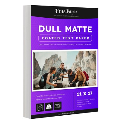 Dull 80lb Text Digital Low Gloss Paper, C2S, 11 x 17, 100 Sheets