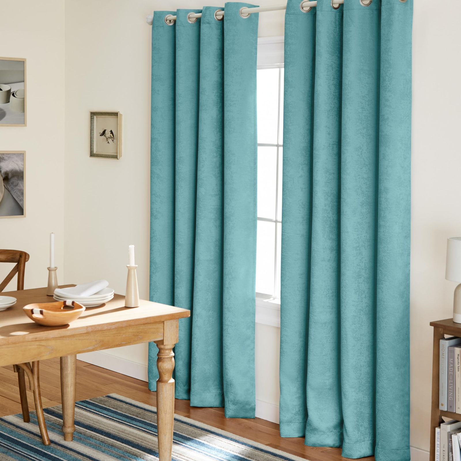 Lustre Solid Heavyweight Textured Sateen Indoor Curtains, Room Darkening Opac...