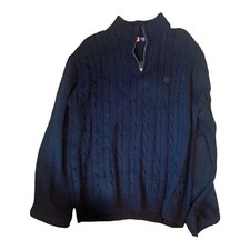 Chaps Mens Cable Knit Navy Half Zip Sweater XL Blue Preppy Academia Fishermen