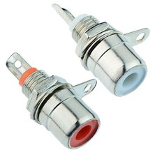 2 x RCA Panel Mount Chasis Sockets Connector - Red White
