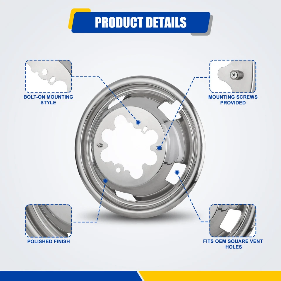 Juego de 4 tapacubos de acero inoxidable de doble rueda de 17"" para Dodge Ram 3500 2003-2016 2017 2018 Foto 4 de 4