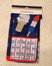 BANDANAS PATRIOTIC 20x20 POLYESTER NEW 2-PACK