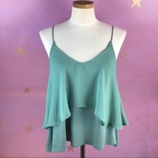 URBAN OUTFITTERS SPARKLE AND FADE CAMI TEAL LARGE