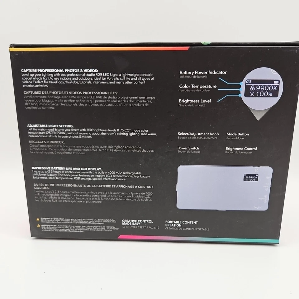 Luz de vídeo DigiPower Rainbow 135 LED RGB | Barra de luz DP-VL-RGB135 - Imagem 2 de 3