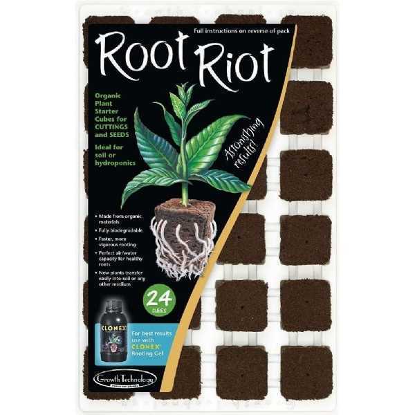 Hydroponics Root Riot Tray 24 Propagation Starter Cubes - Cuttings And Seedlings