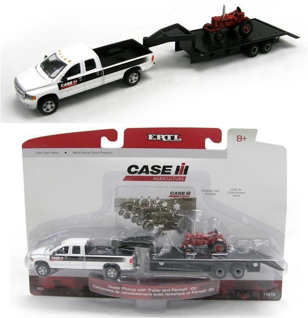 1 64 ERTL *case Ih* Dodge RAM Pickup Truck W/5th Wheel Flatbed Trailer