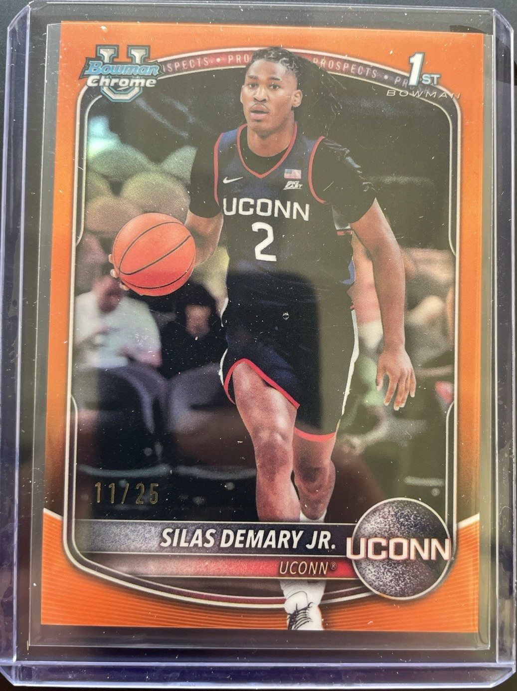 Bowman Chrome 2025 Silas Demary Jr. UConn Hobby Orange /25 #BCP-20 NCAA Card