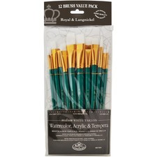 Royal Brush White Bristle Long Handle Value Pack Brush Set-12/Pkg