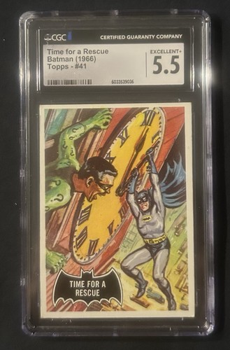 1966 Topps Batman Black Bat #41 Time for a Rescue — CGC 5.5