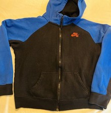 Boys XL - Nike SB Hoodie Jacket Black/Blue Full Zip Lightweight Outdoor