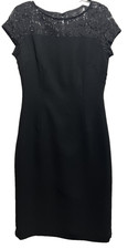 Talbots Size 4 Black Short Sleeve Pencil Shift Dress Party Minimalist Classy