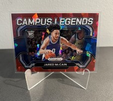 Jared McCain 2024 Panini Prizm Draft Picks Campus Legends Red Cracked Ice No. 6