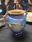 Roseville Blue Pinecone Vase 844-8 Rim Chip