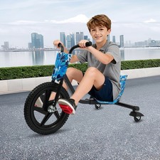 Kinder-Tret-Dreirad, Tretroller für Kinder ab 6 Jahren alt+, Tret-Roller, Blau