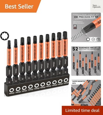Professional 10-Pack 8 Point Torx Bit Set -  S2 Steel with Magnetic Heads