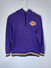 Kids Official NBA purple LA Lakers 1/4 zip pullover hoodie Size L 14/16