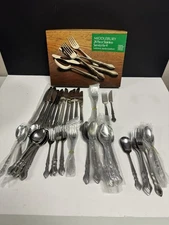 National Silver Co. Stainless Steel BELL WOOD Silverware Taiwan 40 Pc - 27