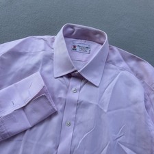 Turnbull Asser Turnbuline Pink Herringbone French Cuff Button Up 17-43 Slim Fit