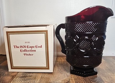 Vintage Avon 1876 Ruby Red Cape Cod Collection Footed Water Pitcher