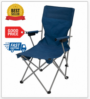 Hard Arm Camping Chair Portable Steel Frame Seat with Built In Cup Holder