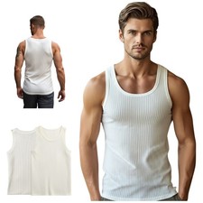 Mens Plain Tank Top Undershirt Premium Basic ...