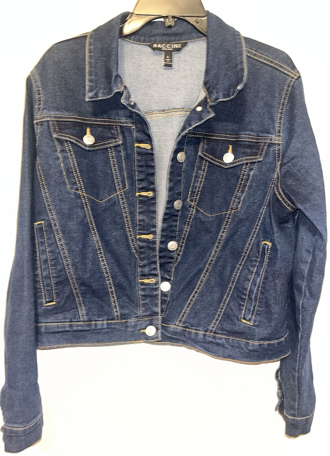Baccini Denim jacket Size Large Button Up
