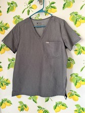 FIGS Caterina One-Pocket Scrub Top Women's Size Small Gray Stretch Short Sleeve