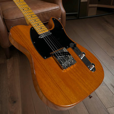 Tele Electric Guitar Mahogany Body Transparent Yellow Color Maple Fretboard