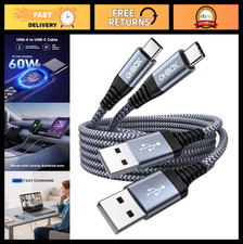 60W Fast Charging USB A to USB C Cable 2 Pack 6FT - Durable Braided Charger fo