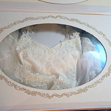 Vintage 1989 Wedding Dress Veil Sealed Preserved Lace Beads Pearls 80s Gown