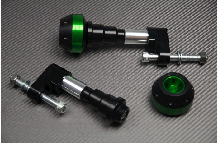 Tampons de protection usinés vert pour la finition du Kawasaki Z750R