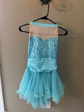 Costume Gallery Girls Blue Sleeveless Sequin Dance Dress Extra Large Child