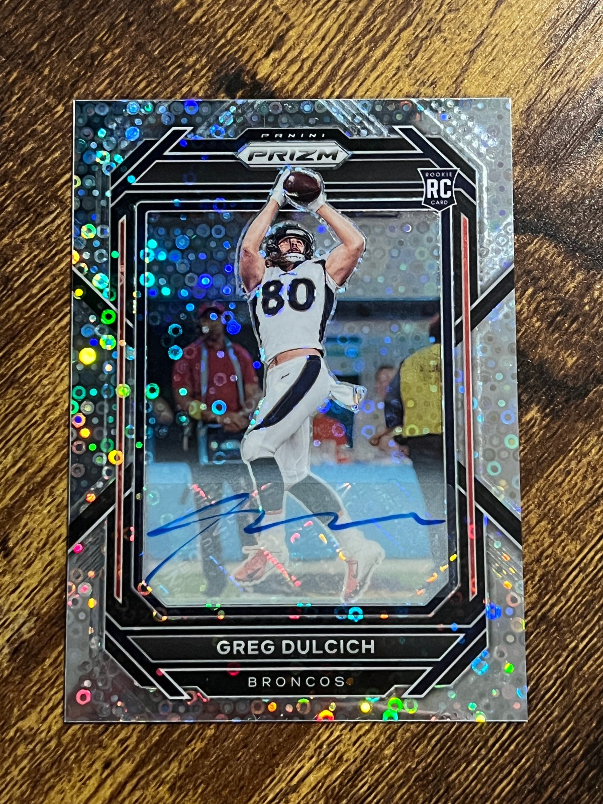 2022 Panini Prizm Rookies No Huddle Prizm Auto Greg Dulcich #360 Rookie Auto RC