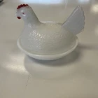 Hazel atlas  Milk Glass Vintage Hen On Nest 5”