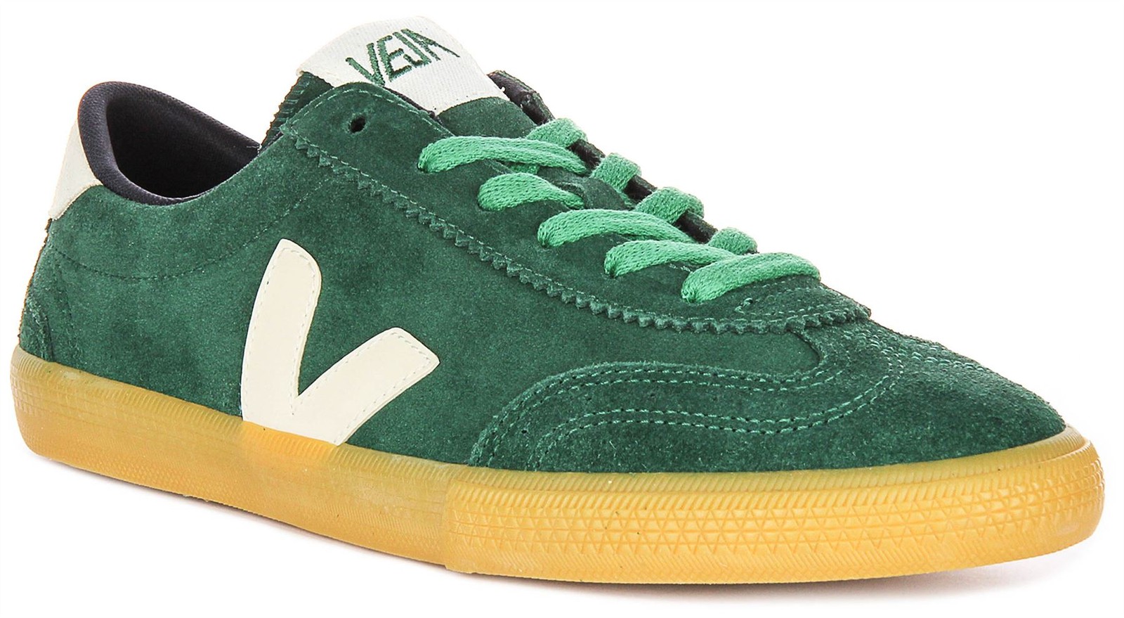 Veja Volley Suede Slim Brogue Effekt Schnürsenkel Herren Sneakers Grün EU 39-46