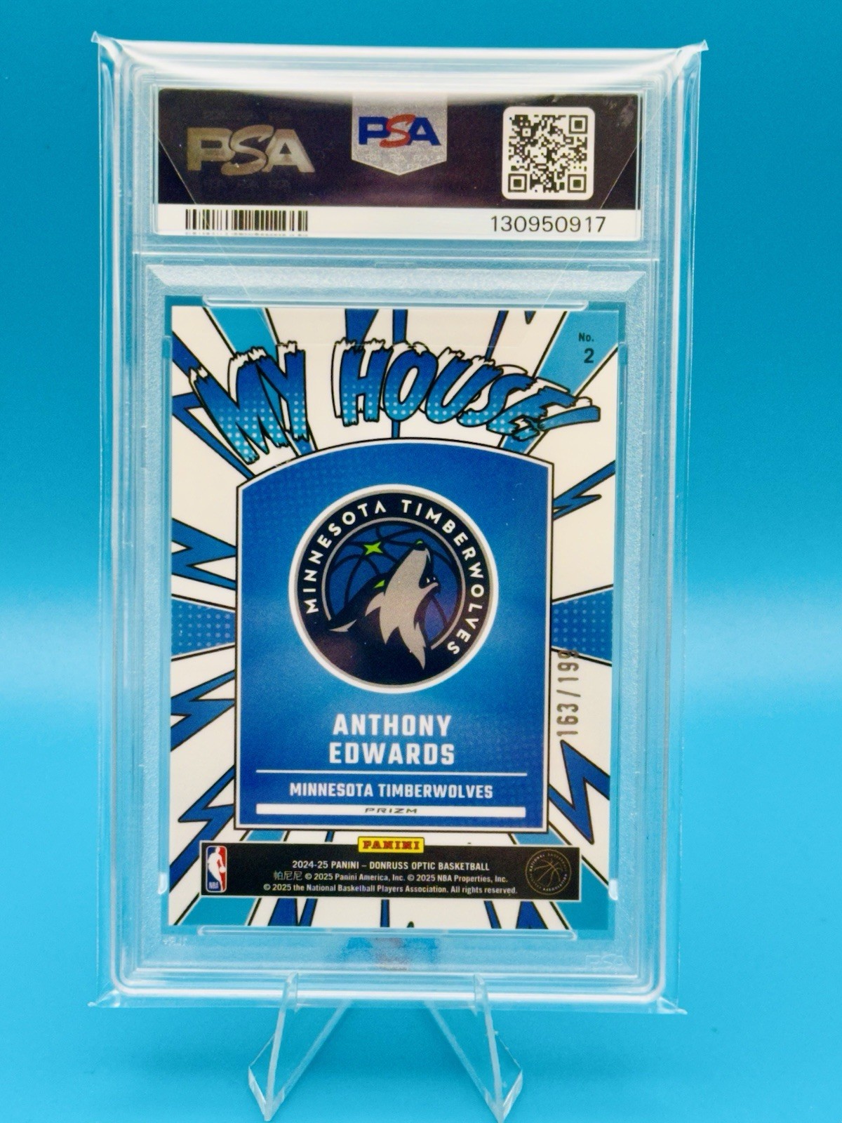 2024 Donruss Optic #2 My House Lime Green Anthony Edwards /199 PSA 10 view 2