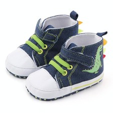 Chaussures hautes en toile bleu denim dinosaure semelle tissu 12 cm