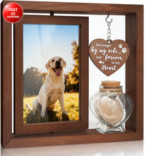 Dog Memorial Gifts for Loss of Pet - Rotating Wooden Frame for 4X6 Photo  Fur H