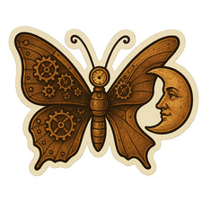 Steampunk Butterfly Vinyl Decal - 4 Inch Clockwork Gears Sticker for Laptop