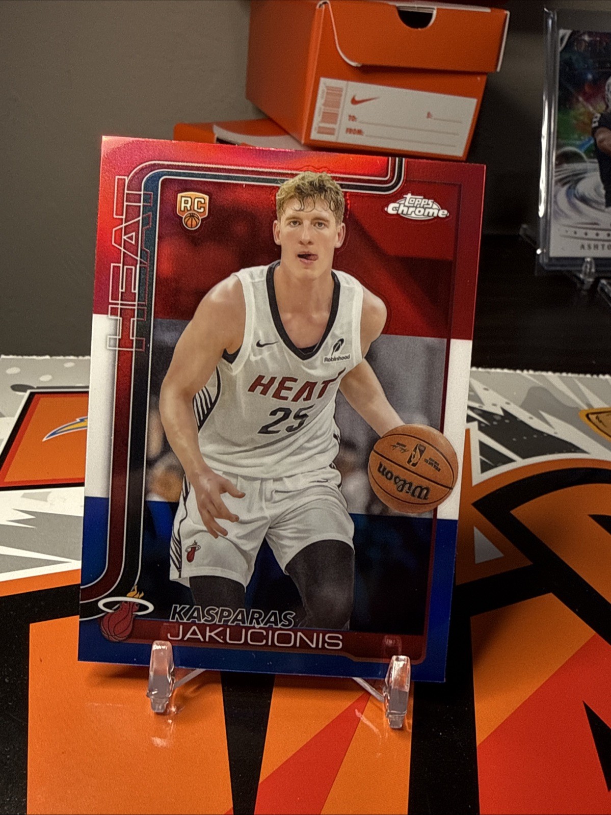 2025-26 Topps Chrome Kasparas Jakucionis Red White Blue Refractor SP RC #270