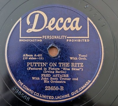 Rare Record! Fred Astaire - Puttin On The Ritz - 78rpm - V+ Condition! 