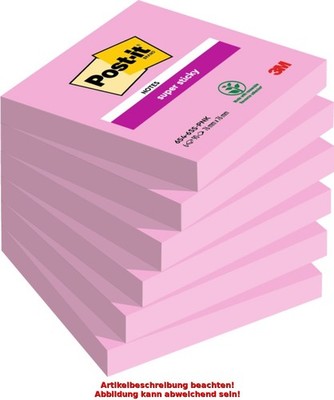 Post-it Haftnotizen super sticky notes, 76 x 76 mm, rosa