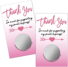 50 Pack Pink Thank You Blank Gifts Certificate Scratch Off Cards for Small Busin