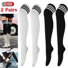 2 Pairs Extra Long Thigh High Over the Knee Socks Stockings Ladies Women Gift US